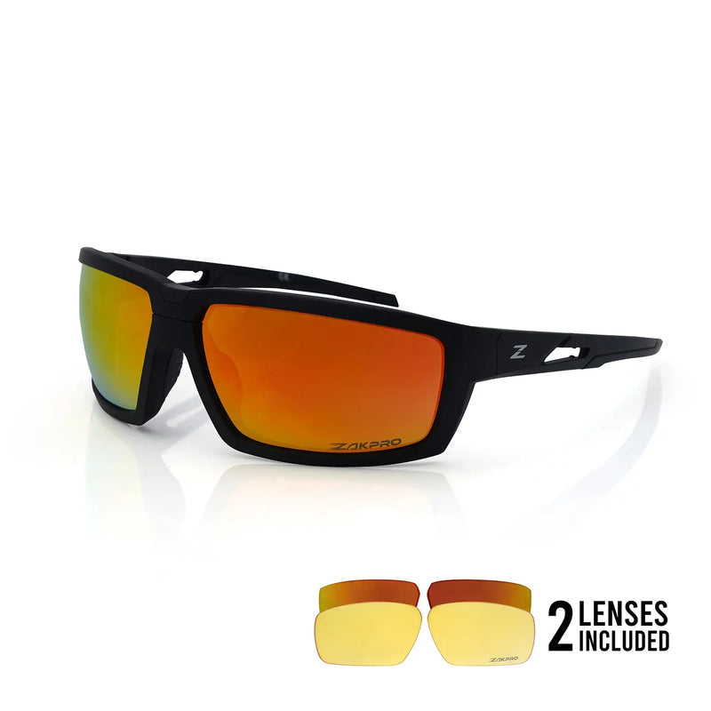 Load image into Gallery viewer, ZAKPRO SUNGLASSES | AXERION - TR90, UV400 PROTECTION, MULTIPLE LENSES (BLACK) - MADOVERBIKING