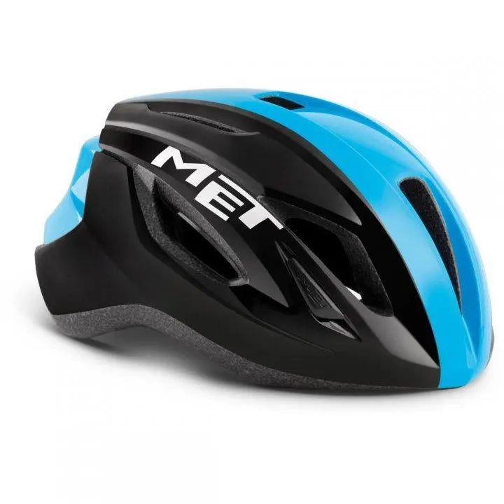 Load image into Gallery viewer, Met Strale Ce Road Cycling Helmet (Black Cyan Panel/Glossy)