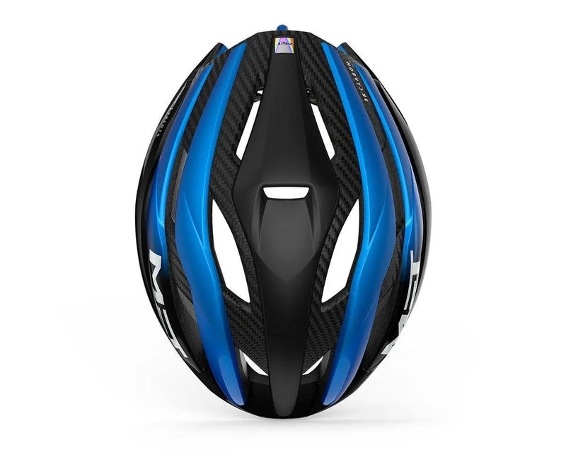 Load image into Gallery viewer, Met Trenta 3K Carbon Ce Road Cycling Helmet (Black Blue Metallic/Matt Glossy)