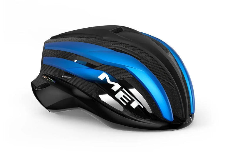 Load image into Gallery viewer, Met Trenta 3K Carbon Ce Road Cycling Helmet (Black Blue Metallic/Matt Glossy)