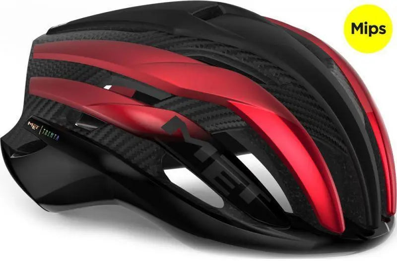 Load image into Gallery viewer, Met Trenta 3K Carbon Mips Road Cycling Helmet (Black/Red Metallic/Matt Glossy)