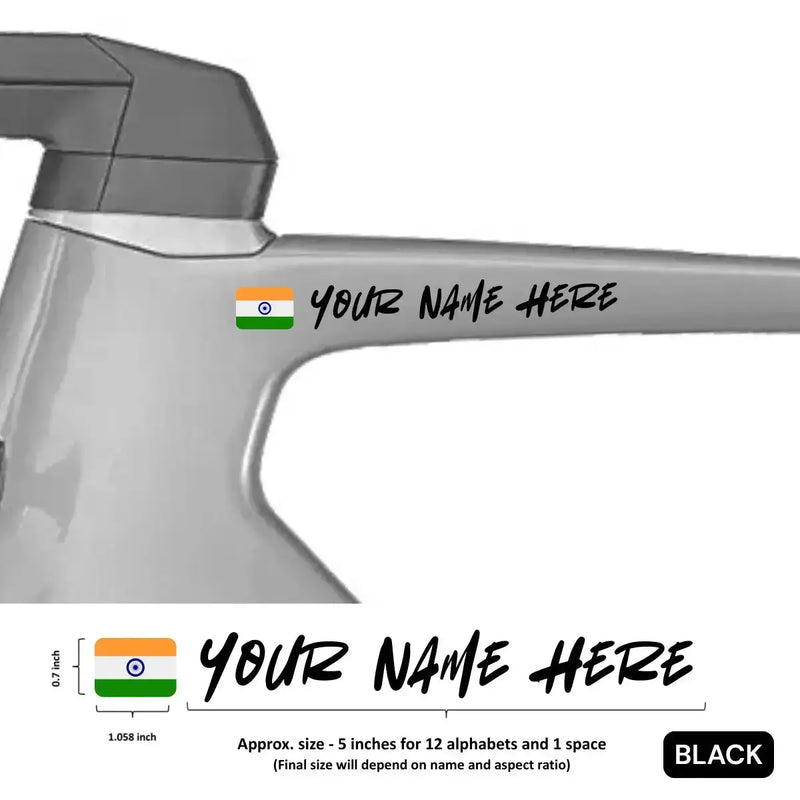 Load image into Gallery viewer, Premium Cyclist Name Sticker Decal with Indian Flag (set of 2)