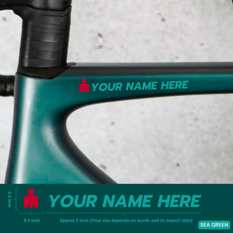 Load image into Gallery viewer, Premium Cyclist Name Sticker Decal with Iron-Man Logo (Set of 2)