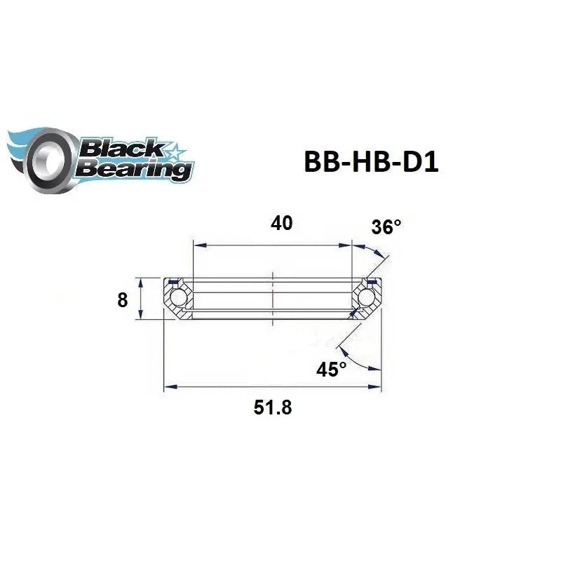 Load image into Gallery viewer, BLACKBEARING D1 HEADSET BEARING (40 X 51.8 X 8 MM 36/45°) - MADOVERBIKING