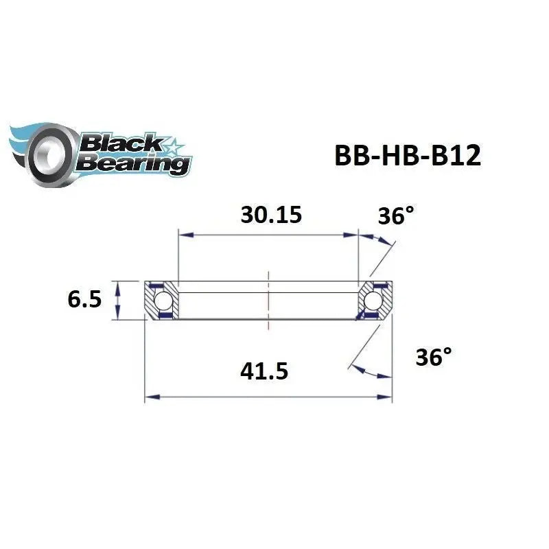 Load image into Gallery viewer, BLACKBEARING B12 HEADSET BEARING (30.15X41.5X6.5MM 36°/36) - MADOVERBIKING