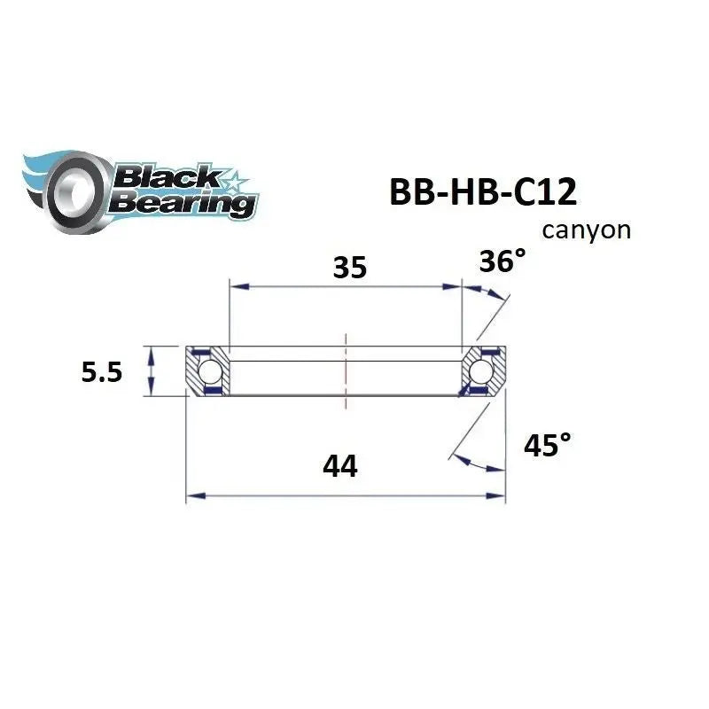 Load image into Gallery viewer, BLACKBEARING C12 HEADSET BEARING (35X44X5.5MM 36/45°) - MADOVERBIKING