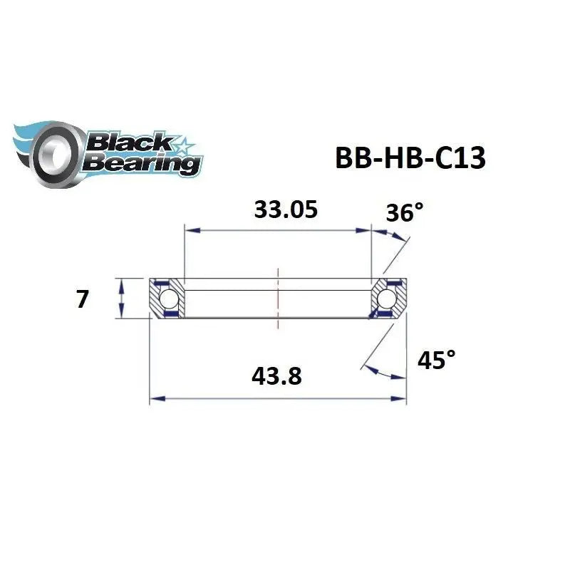 Load image into Gallery viewer, BLACKBEARING C13 HEADSET BEARING (33.05 X 43.8 X 7 MM 36/45°) - MADOVERBIKING