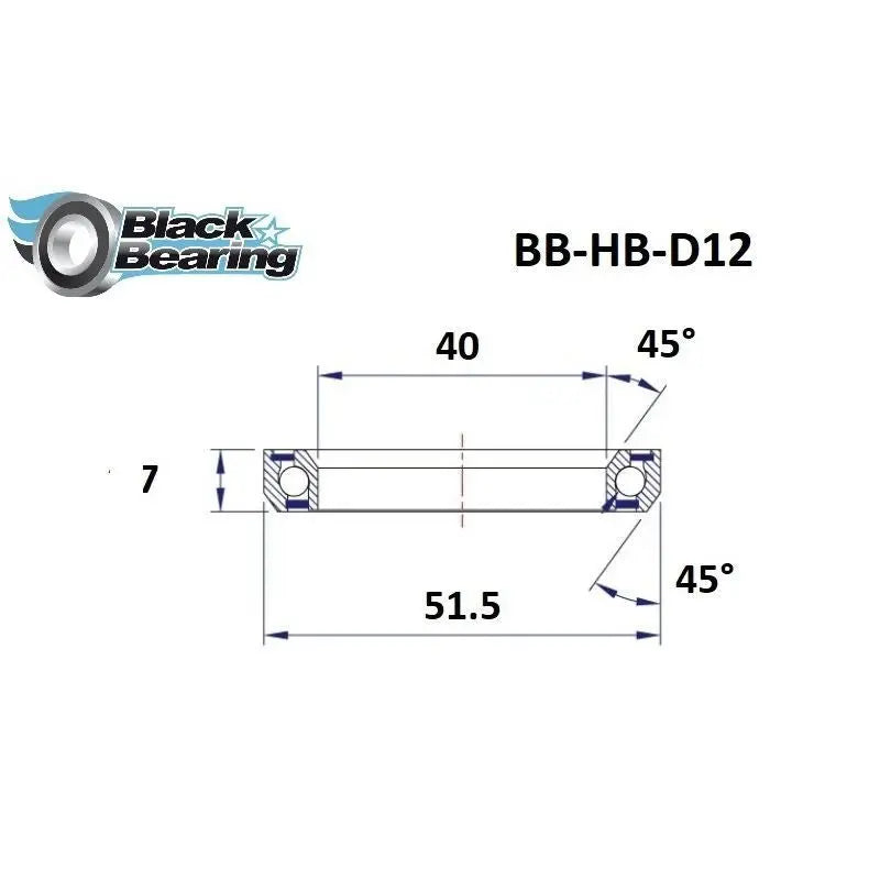 Load image into Gallery viewer, BLACKBEARING D12 HEADSET BEARING (40 X 51.5 X 7 MM 45/45°) - MADOVERBIKING