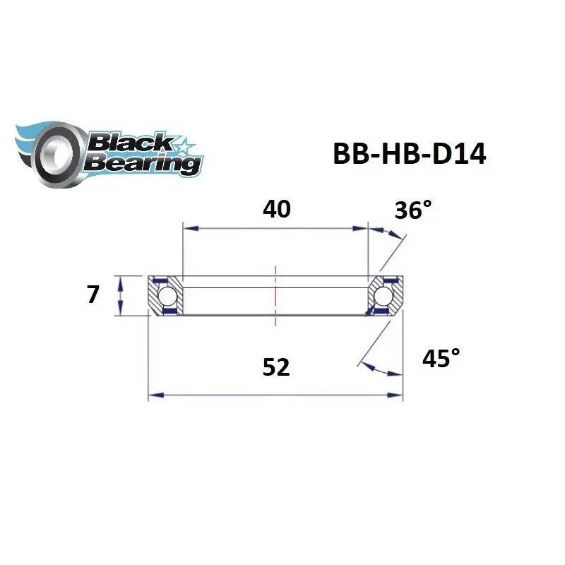 Load image into Gallery viewer, BLACKBEARING D14 HEADSET BEARING (40 X 52 X 7 MM 36/45°) - MADOVERBIKING