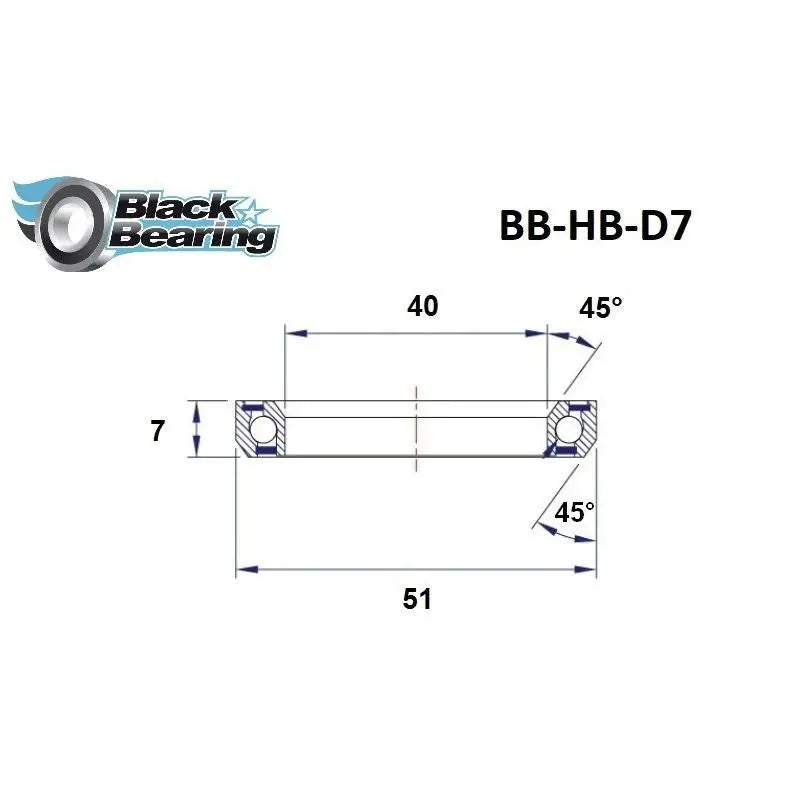 Load image into Gallery viewer, BLACKBEARING D7 HEADSET BEARING (40 X 51 X 7 MM 45/45°) - MADOVERBIKING