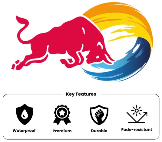 REDBULLL STICKER | UV DTF VINYL STICKER - WATERPROOF  (Pack of 2) - MADOVERBIKING