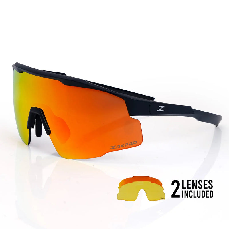 Load image into Gallery viewer, ZAKPRO SUNGLASSES | SKYTRIX-R - TR90, UV400 PROTECTION, ANTI-FOG, MULTIPLE LENSES (BLACK) - MADOVERBIKING
