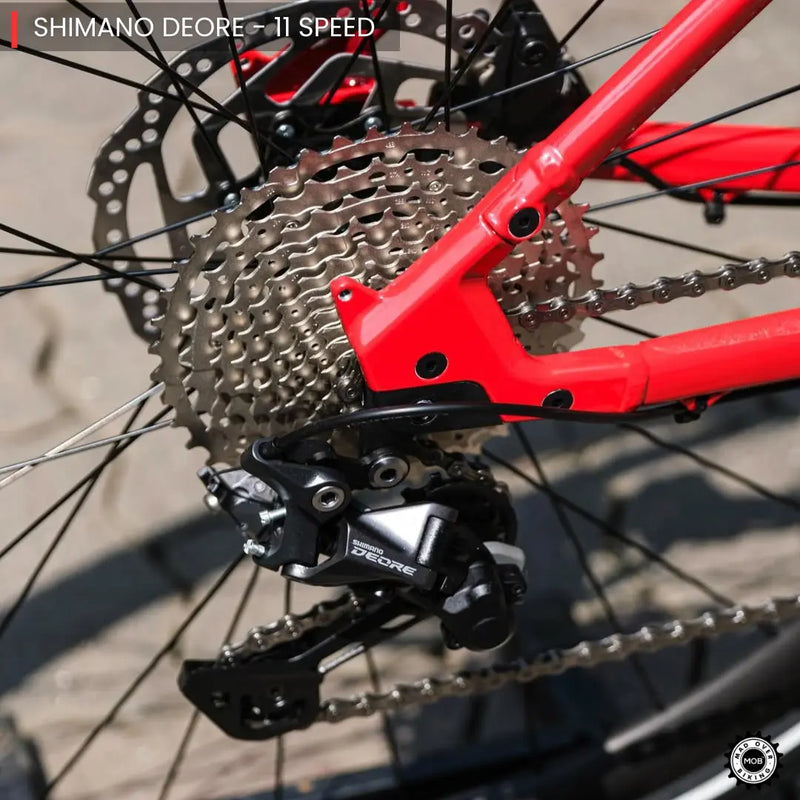 Load image into Gallery viewer, Alpenchallenge AL FOUR - Shimano Deore 11 Speed Hybrid Bike (Red/Black) - MADOVERBIKING -  BMC
