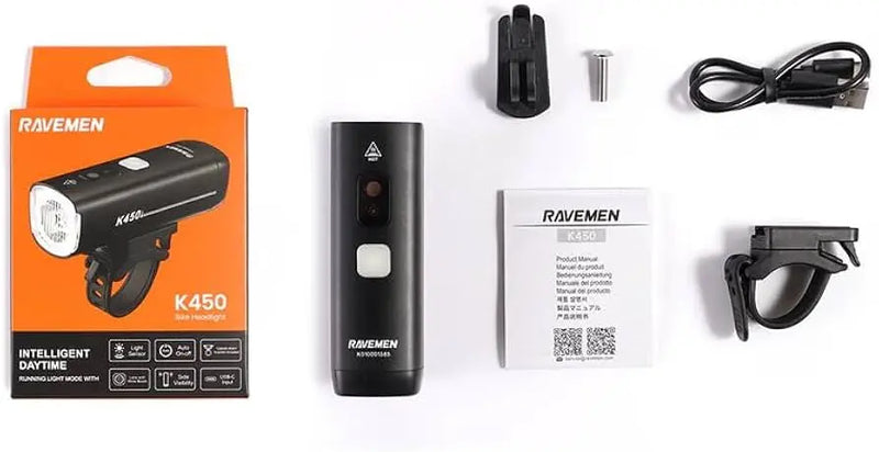 Load image into Gallery viewer, RAVEMEN FRONT LIGHT | K450 - 450 LUMENS, UPTO 28 HR BATTERY - MADOVERBIKING
