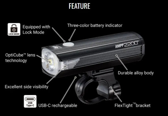 Bicycle Front Light - AMPP2200 - MADOVERBIKING -  CATEYE