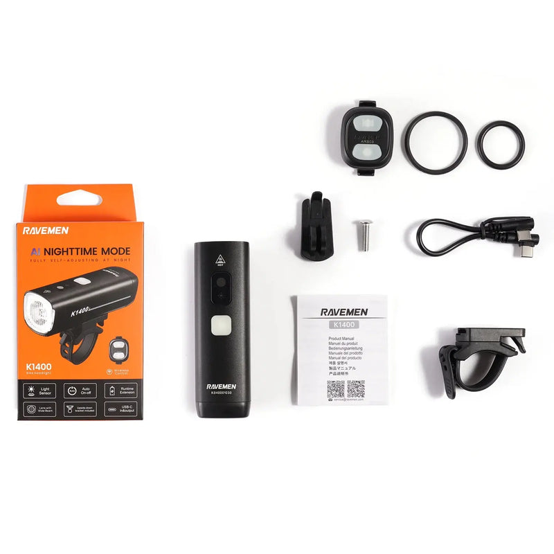 Load image into Gallery viewer, RAVEMEN FRONT LIGHT | K1400 - 1400 LUMENS, UPTO 23 HR BATTERY - MADOVERBIKING
