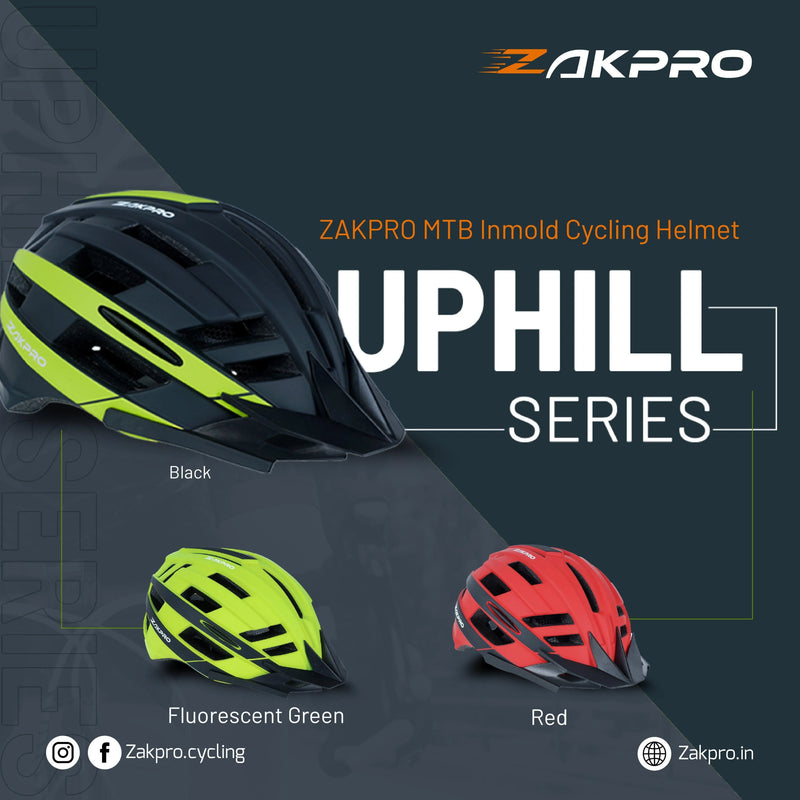 Load image into Gallery viewer, MTB Inmold Cycling Helmet with Rear LED Flicker Lights - Uphill Series (Black)
