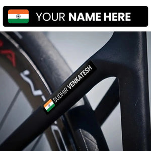 Personalized Rider Name Sticker with Indian Flag - Waterproof (Set of 4)