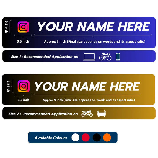 Premium Custom Name Instagram/YouTube ID Sticker Decal (Set of 2)