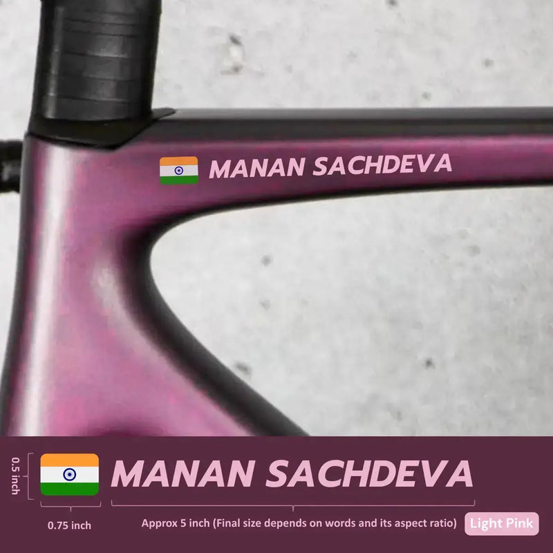Load image into Gallery viewer, Premium Cyclist Name Sticker Decal with Indian Flag (set of 2)
