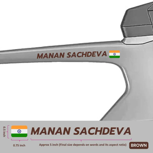 Premium Cyclist Name Sticker Decal with Indian Flag (set of 2)