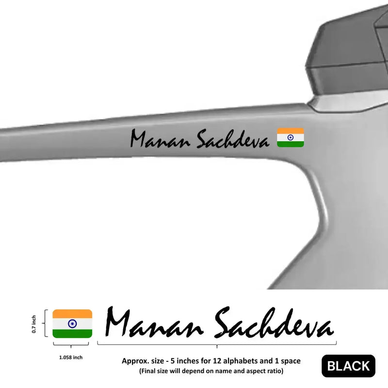 Load image into Gallery viewer, Premium Cyclist Name Sticker Decal with Indian Flag (set of 2)
