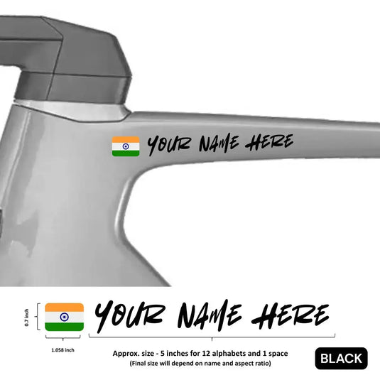 Premium Cyclist Name Sticker Decal with Indian Flag (set of 2)