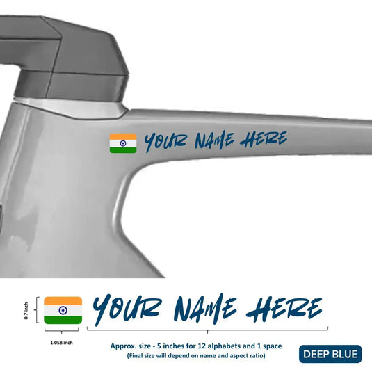 Premium Cyclist Name Sticker Decal with Indian Flag (set of 2)