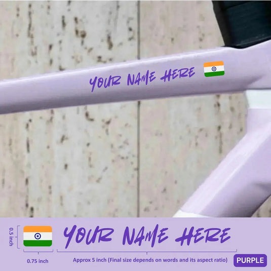 Premium Cyclist Name Sticker Decal with Indian Flag (set of 2)