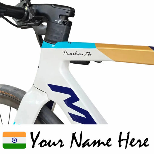 Premium Cyclist Name Sticker Decal with Indian Flag (set of 2) - MADOVERBIKING