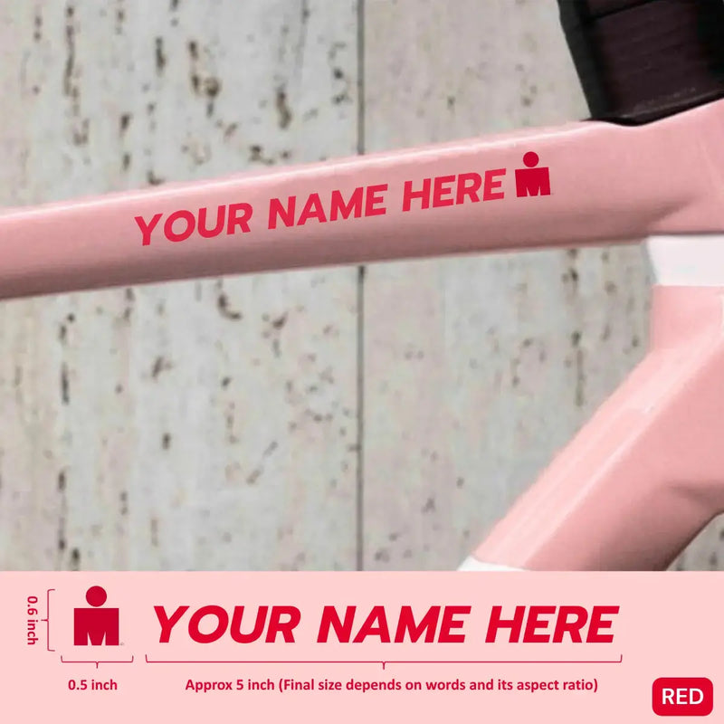 Load image into Gallery viewer, Premium Cyclist Name Sticker Decal with Iron-Man Logo (Set of 2)
