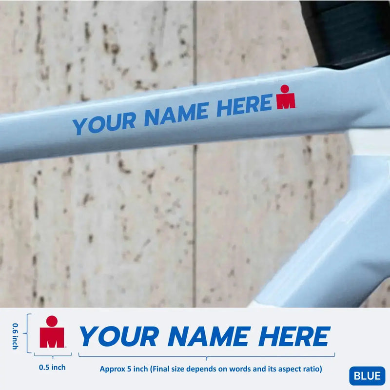 Load image into Gallery viewer, Premium Cyclist Name Sticker Decal with Iron-Man Logo (Set of 2)
