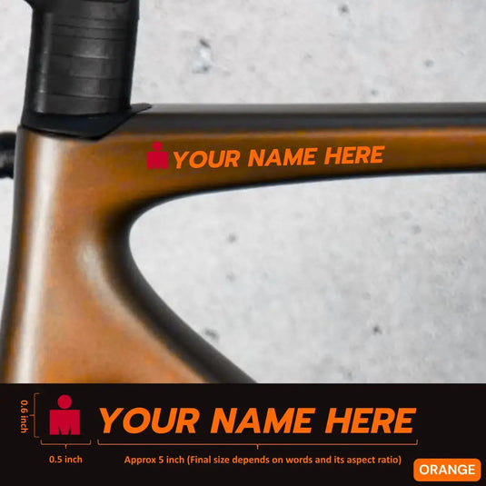Premium Cyclist Name Sticker Decal with Iron-Man Logo (Set of 2)