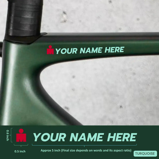 Premium Cyclist Name Sticker Decal with Iron-Man Logo (Set of 2)