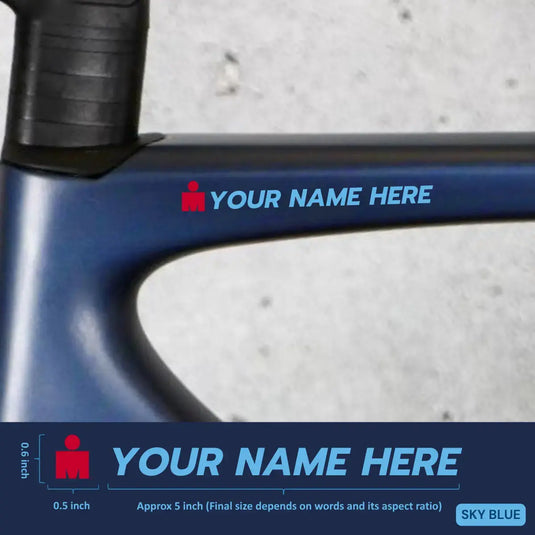 Premium Cyclist Name Sticker Decal with Iron-Man Logo (Set of 2)