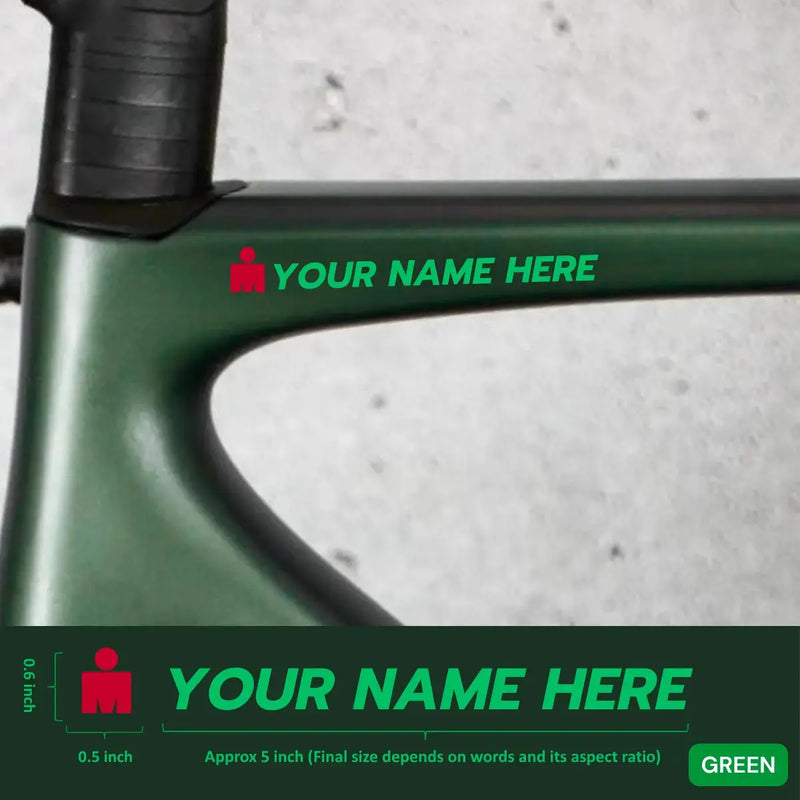 Load image into Gallery viewer, Premium Cyclist Name Sticker Decal with Iron-Man Logo (Set of 2)
