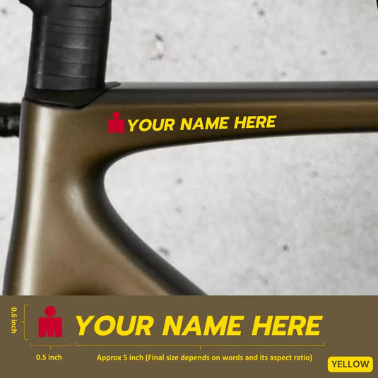 Premium Cyclist Name Sticker Decal with Iron-Man Logo (Set of 2)