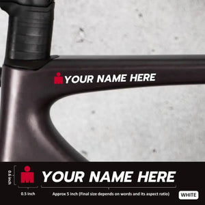 Premium Cyclist Name Sticker Decal with Iron-Man Logo (Set of 2)