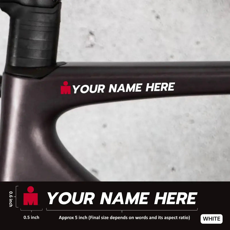 Load image into Gallery viewer, Premium Cyclist Name Sticker Decal with Iron-Man Logo (Set of 2)
