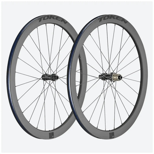 TOKEN WHEELSET RESOLUTE 45MM FULL CARBON CLINCHER DISC BRAKE 11/12 SPEED SRAM/SHIMANO BWRC45D/3-BKSTK TOKEN MADOVERBIKING