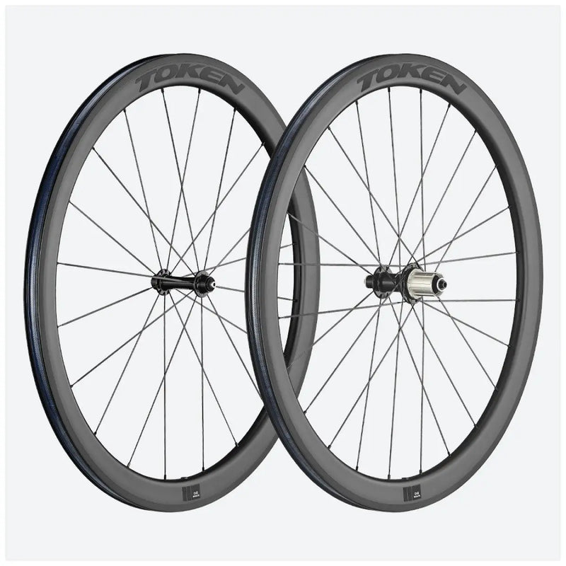 Load image into Gallery viewer, TOKEN WHEELSET RESOLUTE 45MM FULL CARBON CLINCHER RIM BRAKE 11 SPEED/12 SPEED SRAM/SHIMANO BWRC45R/3-BKSTK Token MADOVERBIKING
