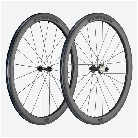 TOKEN WHEELSET RESOLUTE 45MM FULL CARBON CLINCHER RIM BRAKE 11 SPEED/12 SPEED SRAM/SHIMANO BWRC45R/3-BKSTK Token MADOVERBIKING