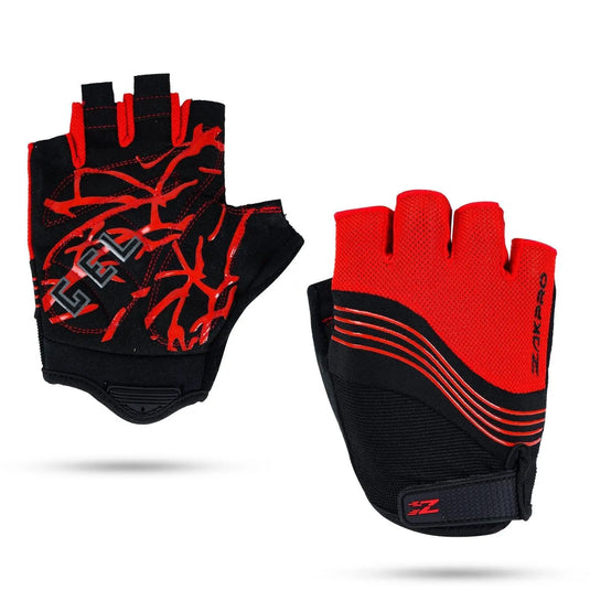 ZAKPRO Cycling Gloves Gel Series Anti-Slip Professional Half Finger - (Red)