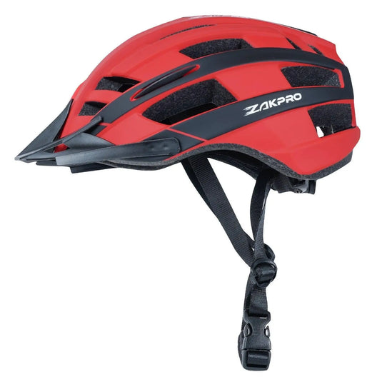 ZAKPRO MTB Inmold Cycling Helmet with Rear LED Flicker Lights - Uphill Series (Red)