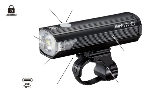 CATEYE BICYCLE FRONT LIGHT AMPP 1700 (TYPE C) | HL-EL1700RC - MADOVERBIKING