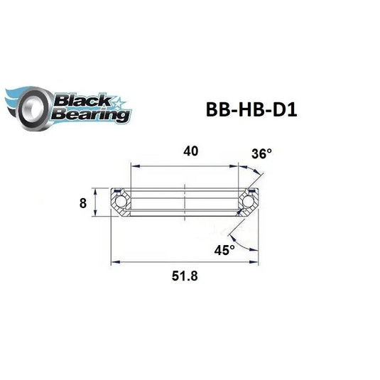 BLACKBEARING D1 HEADSET BEARING (40 X 51.8 X 8 MM 36/45°) - MADOVERBIKING