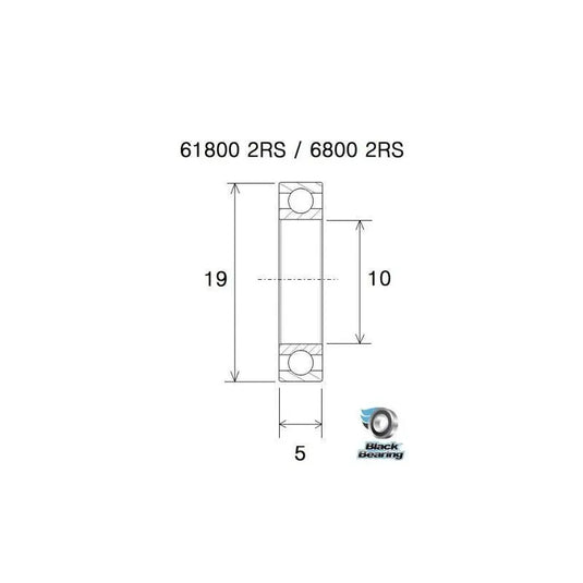 BLACKBEARING 2RS BEARING MAX | 61800/ 680 (10 X 19 X 5 MM) - MADOVERBIKING