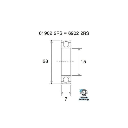 BLACKBEARING 2RS B3 BEARING | 61902/ 6902 (15 X 28 X 7 MM) - MADOVERBIKING