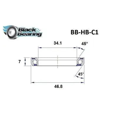 BLACKBEARING C1 HEADSET BEARING (34.1X46.8X7MM 45/45°) - MADOVERBIKING
