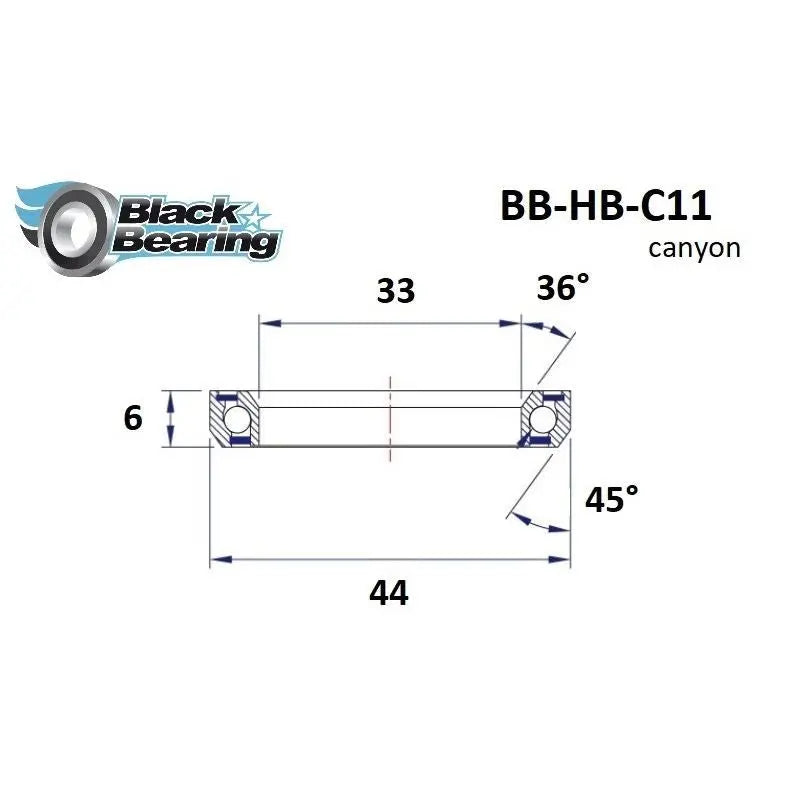 Load image into Gallery viewer, BLACKBEARING C11 HEADSET BEARING ( 33 X 44 X 6 MM 36/45°) - MADOVERBIKING
